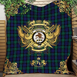 Scottish Graham of Menteith Clan Tartan Quilt - Military Logo Style Scottish Plaid Tartan Plaid