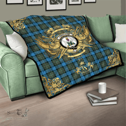 Scottish Fergusson Ancient Clan Tartan Quilt - Military Logo Style Scottish Plaid Tartan Plaid