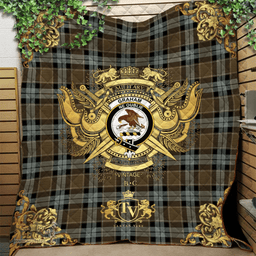 Scottish Graham of Menteith Weathered Clan Tartan Quilt - Military Logo Style Scottish Plaid Tartan Plaid