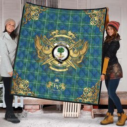 Scottish Hamilton Hunting Ancient Clan Tartan Quilt - Military Logo Style Scottish Plaid Tartan Plaid