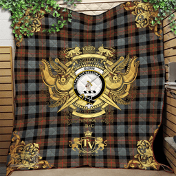 Scottish Gunn Weathered Clan Tartan Quilt - Military Logo Style Scottish Plaid Tartan Plaid