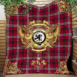 Scottish Little Clan Tartan Quilt - Military Logo Style Scottish Plaid Tartan Plaid