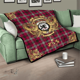 Scottish Little Clan Tartan Quilt - Military Logo Style Scottish Plaid Tartan Plaid
