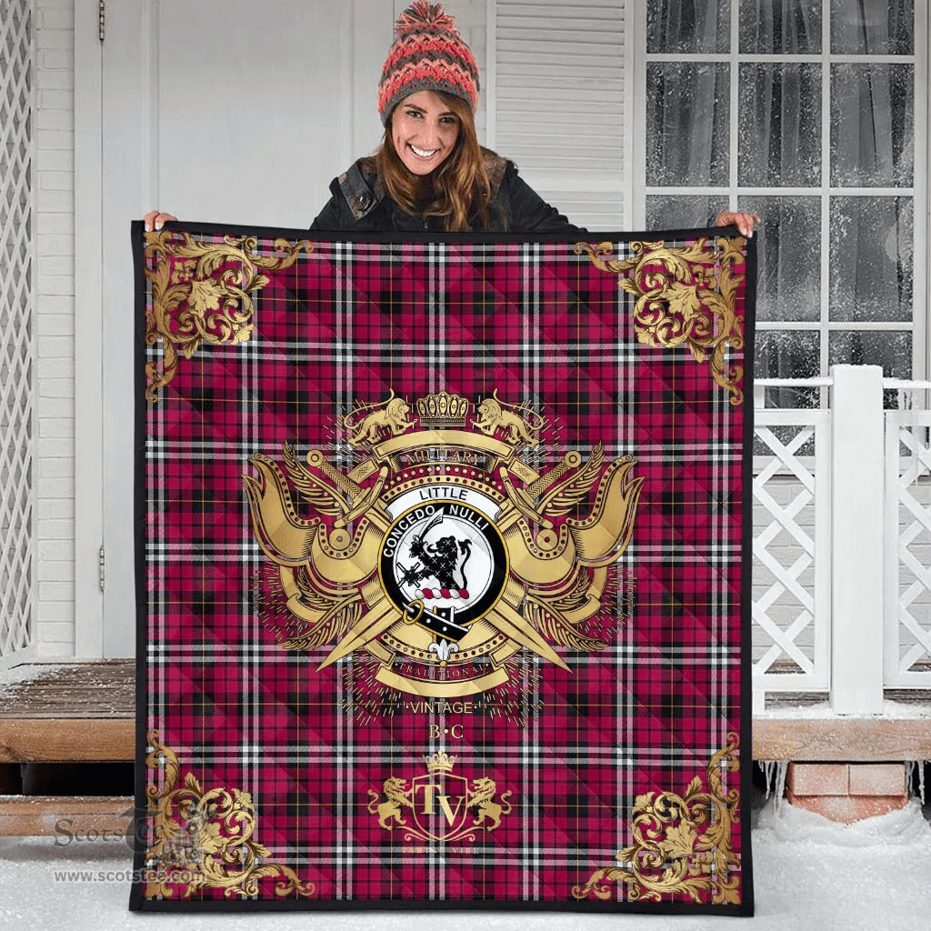 Scottish Little Clan Tartan Quilt - Military Logo Style Scottish Plaid Tartan Plaid