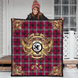 Scottish Little Clan Tartan Quilt - Military Logo Style Scottish Plaid Tartan Plaid