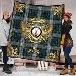 Scottish Gordon Dress Clan Tartan Quilt - Military Logo Style Scottish Plaid Tartan Plaid