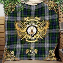 Scottish Gordon Dress Clan Tartan Quilt - Military Logo Style Scottish Plaid Tartan Plaid