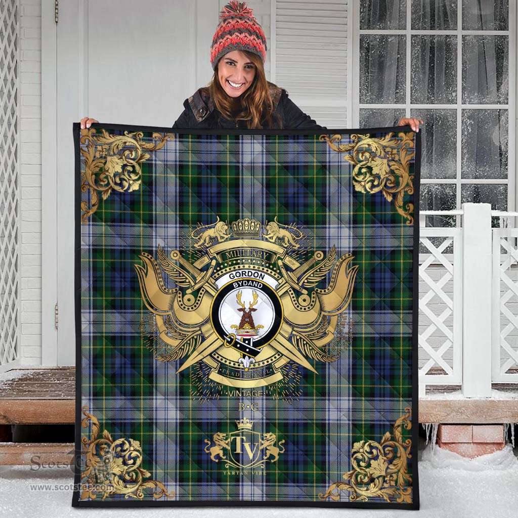 Scottish Gordon Dress Clan Tartan Quilt - Military Logo Style Scottish Plaid Tartan Plaid
