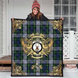 Scottish Gordon Dress Clan Tartan Quilt - Military Logo Style Scottish Plaid Tartan Plaid
