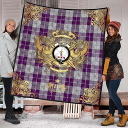 Scottish Dunlop Dress Clan Tartan Quilt - Military Logo Style Scottish Plaid Tartan Plaid