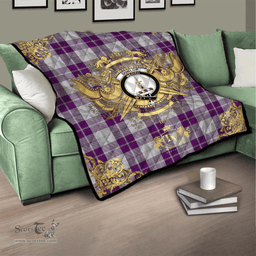 Scottish Dunlop Dress Clan Tartan Quilt - Military Logo Style Scottish Plaid Tartan Plaid