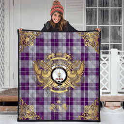 Scottish Dunlop Dress Clan Tartan Quilt - Military Logo Style Scottish Plaid Tartan Plaid