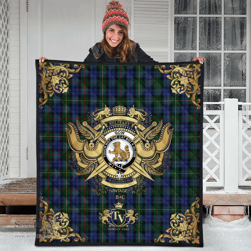 Scottish Gow Hunting 01 Clan Tartan Quilt - Military Logo Style Scottish Plaid Tartan Plaid