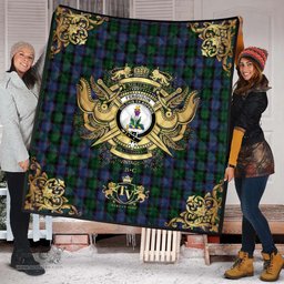 Scottish Ferguson of Balquhidder Clan Tartan Quilt - Military Logo Style Scottish Plaid Tartan Plaid