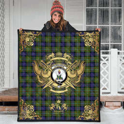 Scottish Ferguson Modern Clan Tartan Quilt - Military Logo Style Scottish Plaid Tartan Plaid