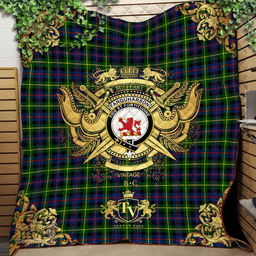 Scottish Farquharson Modern Clan Tartan Quilt - Military Logo Style Scottish Plaid Tartan Plaid