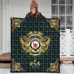 Scottish Farquharson Modern Clan Tartan Quilt - Military Logo Style Scottish Plaid Tartan Plaid