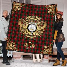 Scottish Lindsay 02 Clan Tartan Quilt - Military Logo Style Scottish Plaid Tartan Plaid