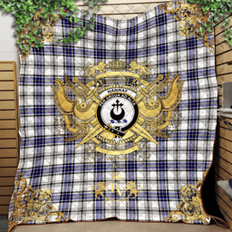 Scottish Hannay Modern Clan Tartan Quilt - Military Logo Style Scottish Plaid Tartan Plaid