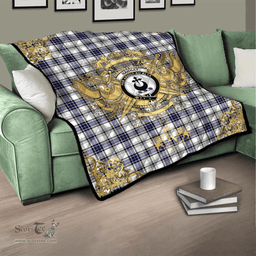 Scottish Hannay Modern Clan Tartan Quilt - Military Logo Style Scottish Plaid Tartan Plaid