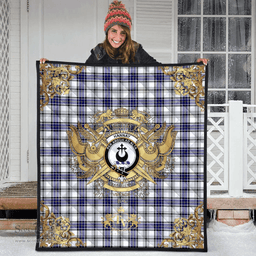 Scottish Hannay Modern Clan Tartan Quilt - Military Logo Style Scottish Plaid Tartan Plaid