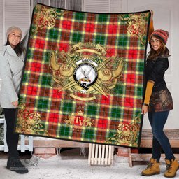 Scottish Gibsone (Gibson - Gibbs) 02 Clan Tartan Quilt - Military Logo Style Scottish Plaid Tartan Plaid