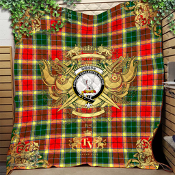 Scottish Gibsone (Gibson - Gibbs) 02 Clan Tartan Quilt - Military Logo Style Scottish Plaid Tartan Plaid