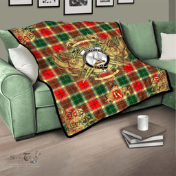 Scottish Gibsone (Gibson - Gibbs) 02 Clan Tartan Quilt - Military Logo Style Scottish Plaid Tartan Plaid