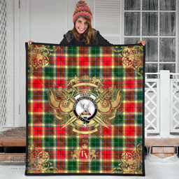 Scottish Gibsone (Gibson - Gibbs) 02 Clan Tartan Quilt - Military Logo Style Scottish Plaid Tartan Plaid
