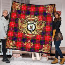 Scottish Fraser Modern Clan Tartan Quilt - Military Logo Style Scottish Plaid Tartan Plaid