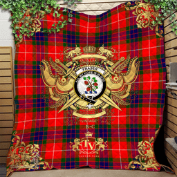 Scottish Fraser Modern Clan Tartan Quilt - Military Logo Style Scottish Plaid Tartan Plaid
