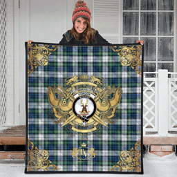 Scottish Gordon Dress Ancient Clan Tartan Quilt - Military Logo Style Scottish Plaid Tartan Plaid