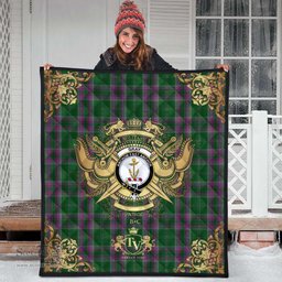 Scottish Gray Hunting Clan Tartan Quilt - Military Logo Style Scottish Plaid Tartan Plaid