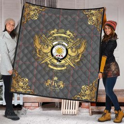 Scottish Kerr Shepherd Clan Tartan Quilt - Military Logo Style Scottish Plaid Tartan Plaid