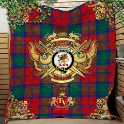 Scottish Fotheringham Modern Clan Tartan Quilt - Military Logo Style Scottish Plaid Tartan Plaid