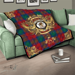 Scottish Fotheringham Modern Clan Tartan Quilt - Military Logo Style Scottish Plaid Tartan Plaid