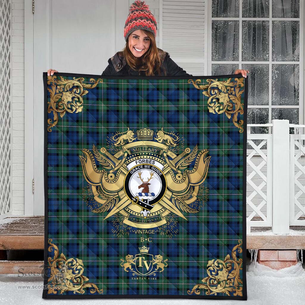 Scottish Forbes Ancient Clan Tartan Quilt - Military Logo Style Scottish Plaid Tartan Plaid