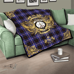Scottish Dunlop Modern Clan Tartan Quilt - Military Logo Style Scottish Plaid Tartan Plaid
