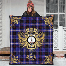 Scottish Dunlop Modern Clan Tartan Quilt - Military Logo Style Scottish Plaid Tartan Plaid