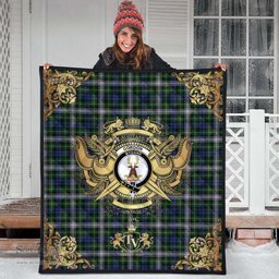 Scottish Gordon Dress 02 Clan Tartan Quilt - Military Logo Style Scottish Plaid Tartan Plaid