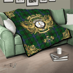 Scottish Henderson (MacKendrick) Clan Tartan Quilt - Military Logo Style Scottish Plaid Tartan Plaid