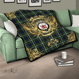 Scottish Farquharson Dress Clan Tartan Quilt - Military Logo Style Scottish Plaid Tartan Plaid
