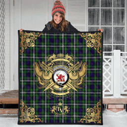 Scottish Farquharson Dress Clan Tartan Quilt - Military Logo Style Scottish Plaid Tartan Plaid