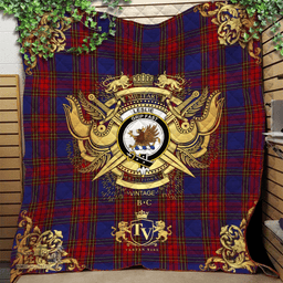 Scottish Leslie J Cant Clan Tartan Quilt - Military Logo Style Scottish Plaid Tartan Plaid