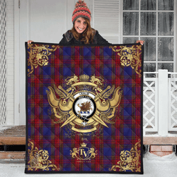 Scottish Leslie J Cant Clan Tartan Quilt - Military Logo Style Scottish Plaid Tartan Plaid