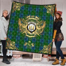 Scottish Johnston (Johnstone) 01 Clan Tartan Quilt - Military Logo Style Scottish Plaid Tartan Plaid
