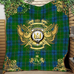 Scottish Johnston (Johnstone) 01 Clan Tartan Quilt - Military Logo Style Scottish Plaid Tartan Plaid