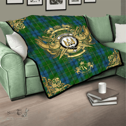 Scottish Johnston (Johnstone) 01 Clan Tartan Quilt - Military Logo Style Scottish Plaid Tartan Plaid