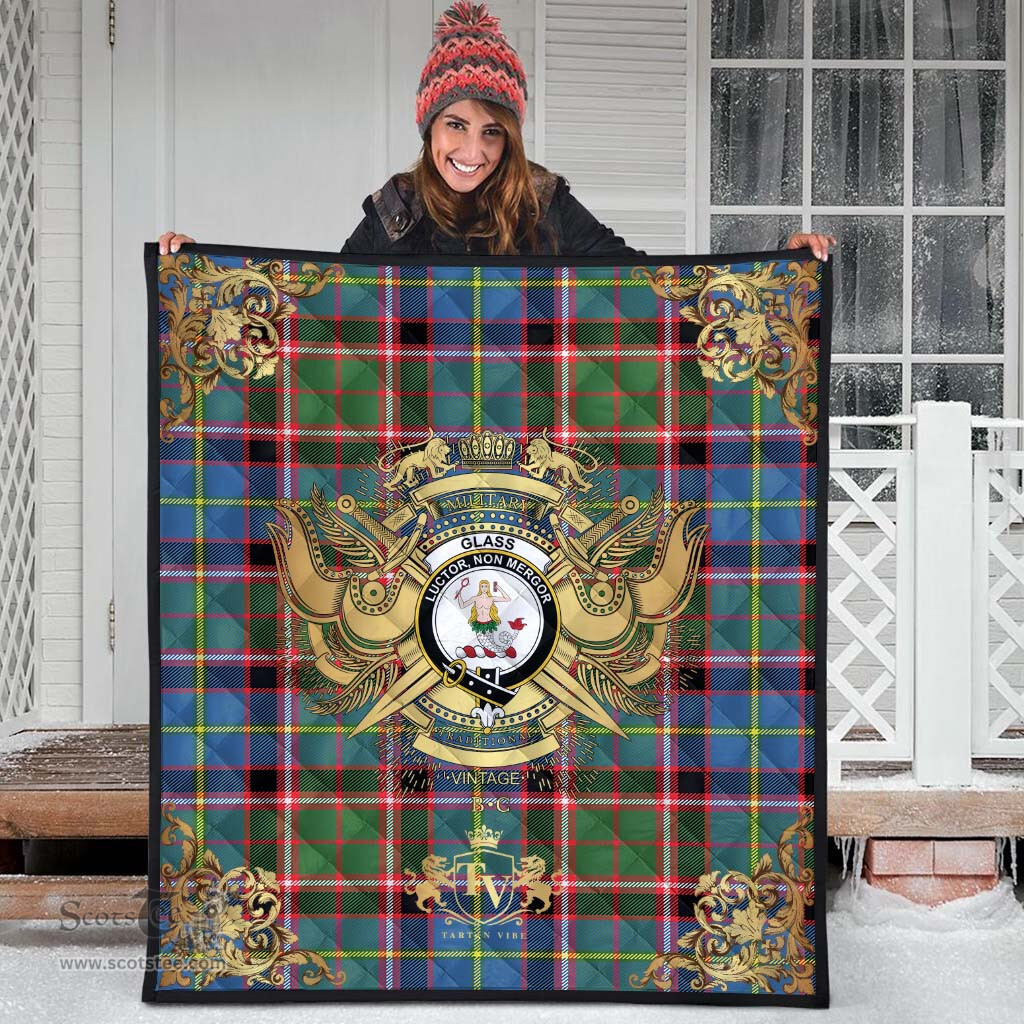 Scottish Glass Clan Tartan Quilt - Military Logo Style Scottish Plaid Tartan Plaid