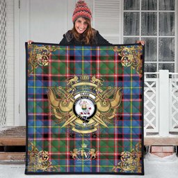 Scottish Glass Clan Tartan Quilt - Military Logo Style Scottish Plaid Tartan Plaid